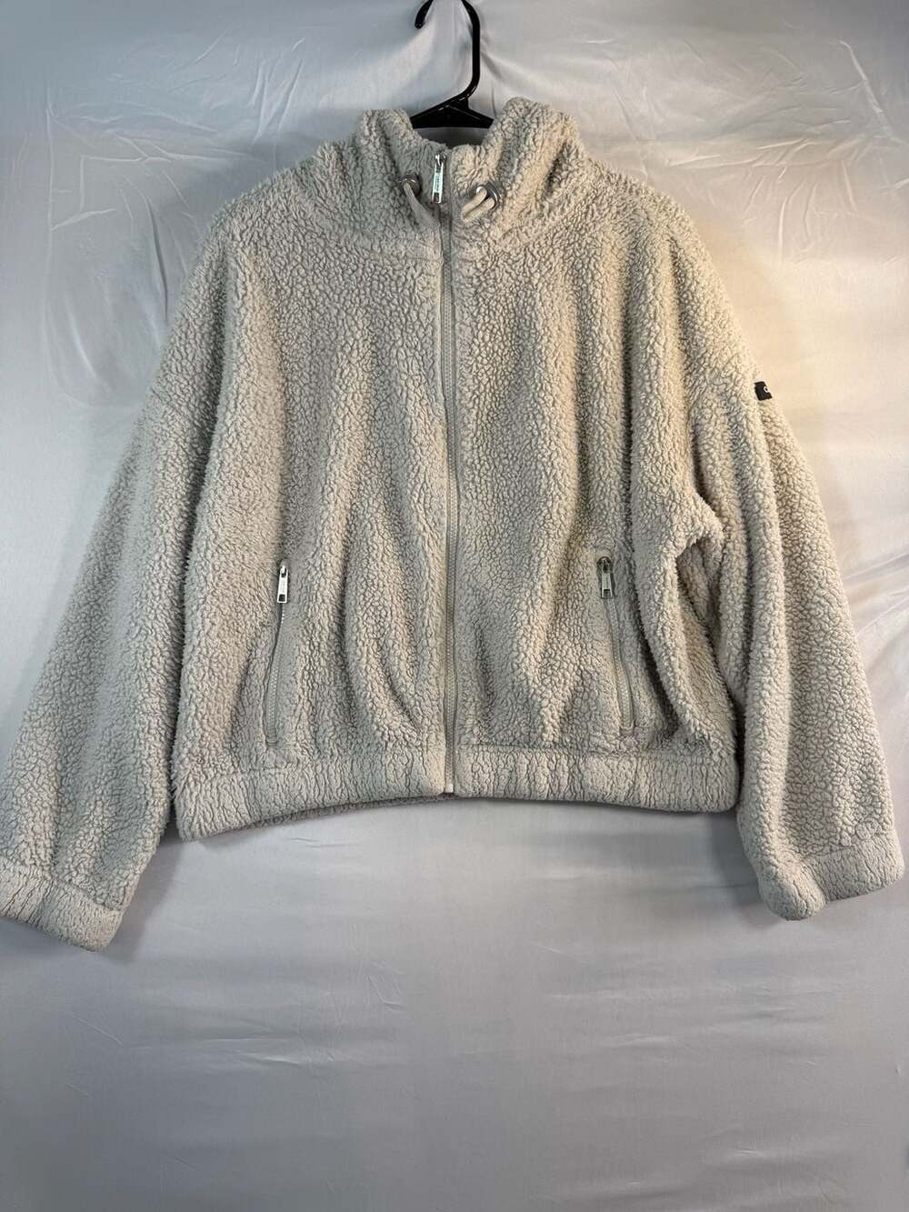 Calvin Klein Performance Sherpa Hoodie Size L Beige Zip Up Jacket